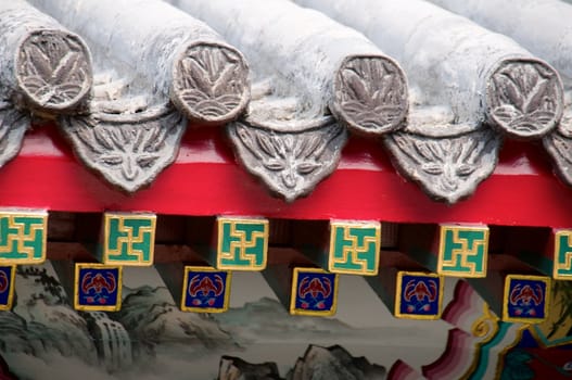 The details of roof of Chinese architecture