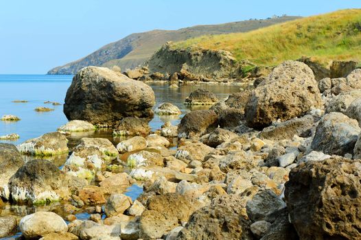 The big stones on sea coast. A sea landscape