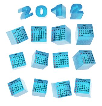 Calendar for ice cubes. Transparent three-dimensional cubes
