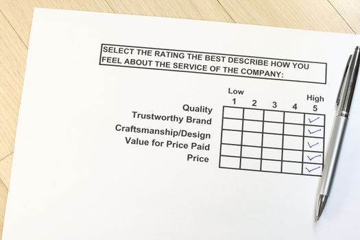 survey about the service of the company concept