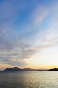 Sea landscape. An evening, the colourful sky