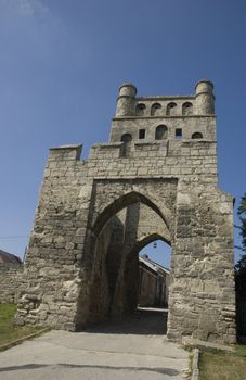 city wals and castle gate in Opatow poland