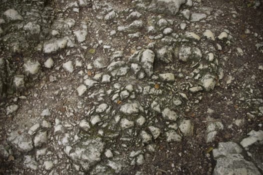 rocks in road or path in mountains