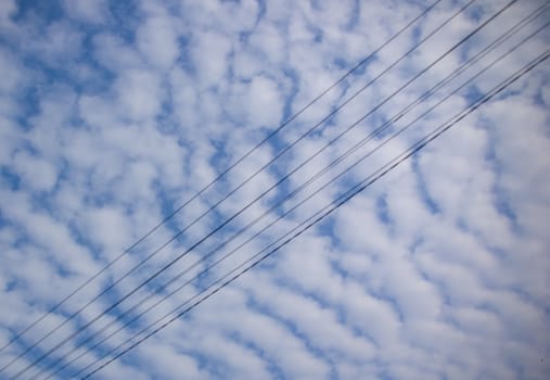 white cirrocumulus clouds on beautiful blue sky