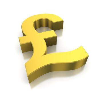 Golden pound currency symbol. 3d rendered image