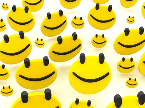 Group of smileys. 3d rendered illustration isolated on white.