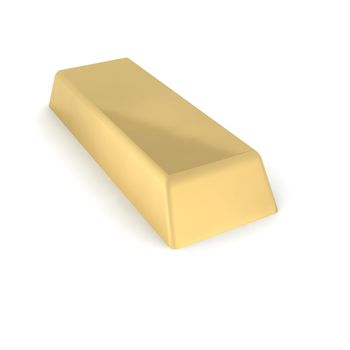 Golden ingot. 3d rendered image isolated on white background.