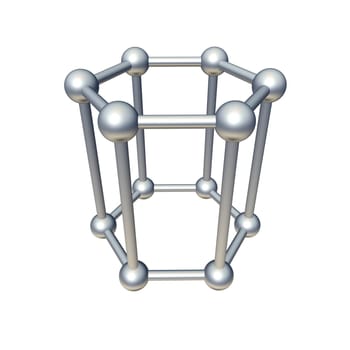 Hexagon model isolated on white. 3d rendered illustration.