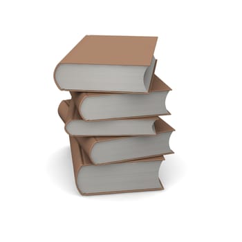 Stack of brown books. 3d rendered illustration.