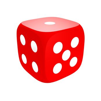 Red dice isolated on white. 3d rendered illustration.