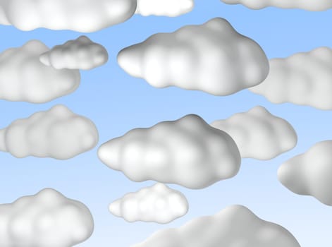 Blue sky with clouds. 3d rendered illustration.