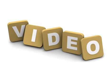 Video text. 3d rendered illustration isolated on white.