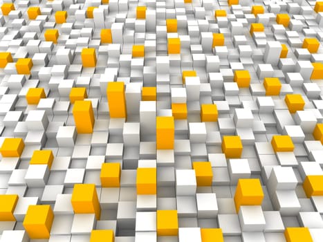 Abstract orange and white blocks background. 3d rendered illustration.