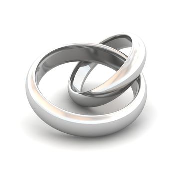 Jointed wedding rings. 3d rendered illustration.