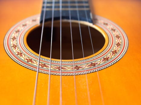 Detail of a folk acoustic guitar