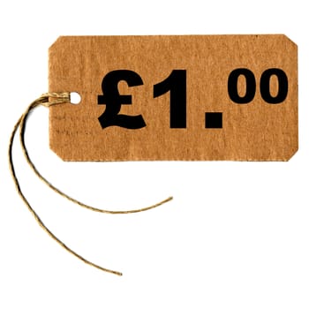Price tag with string isolated over white, 1 pound