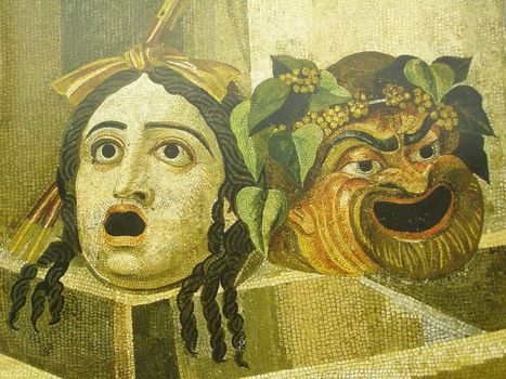 tragedy and comedy masks - ancient Roman musaic