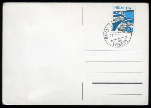 Blank postcard with stamp and postage meter