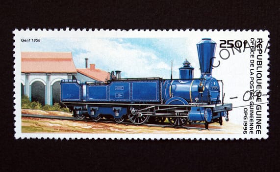 Republic of Guinea postage stamp with train