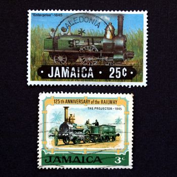 Jamaican postage stamp from Jamaica with trains