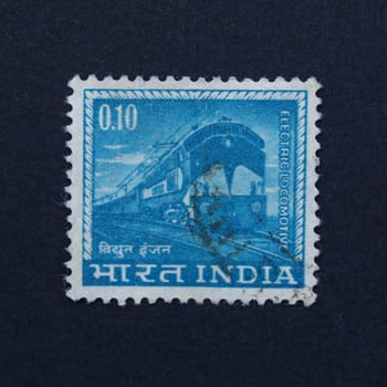 Indian postage stamp from India with train