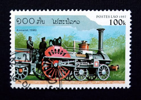 Lao postage stamp with train