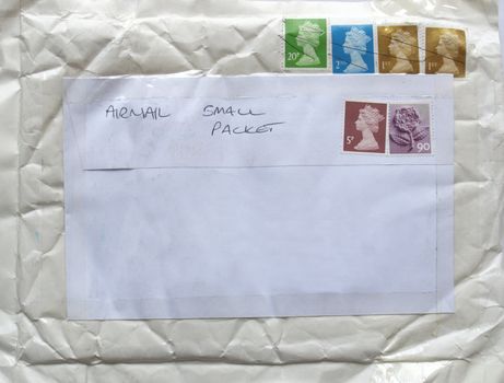 Postage letter envelope for air mail shipping