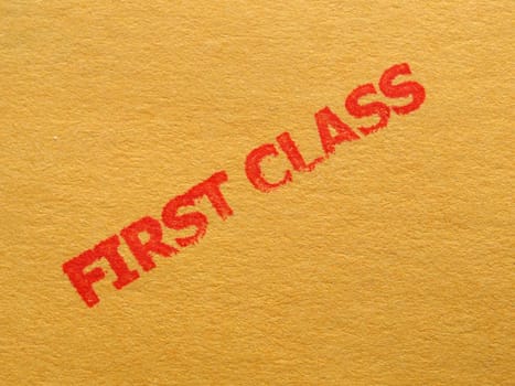 First Class corrugated cardboard carton background