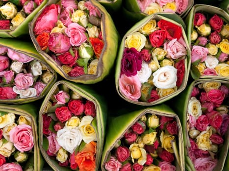 Bouquet of roses sold in the market