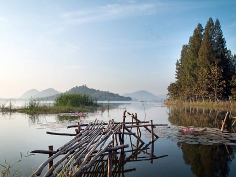 Atmosphere in the winter morning the Sub Leg reservoir.