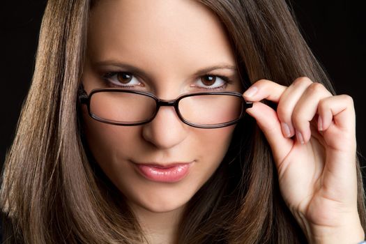 Beautiful young woman wearing glasses