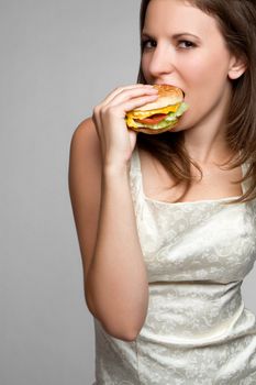 Sexy woman eating burger food
