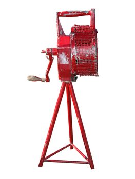 Antique Manual Fire Siren isolated with clipping path