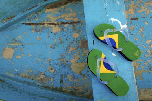 razilian Flipflop on the beach in Ilhabela, Sao Paulo state, Brazil, RAW shooting