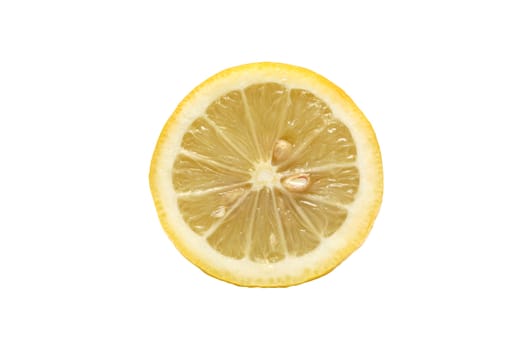 Slice of fresh lemon  isolated on white background with clipping path