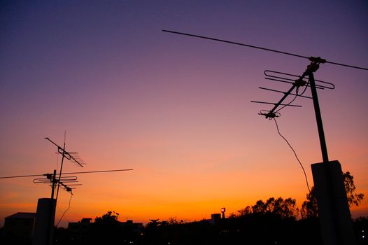 television antenna in twilight