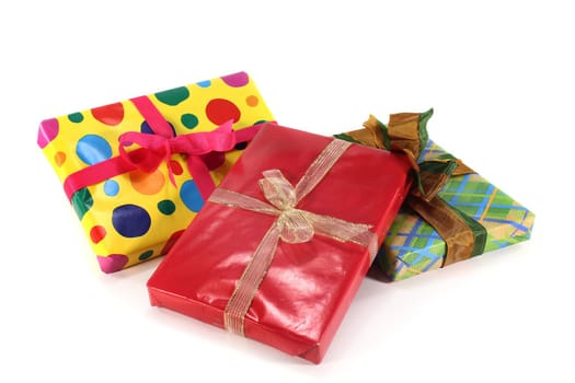 various colorful gifts on a white background