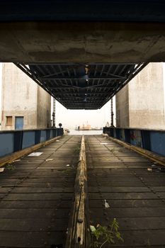 old desert car ferry dock in hong kong