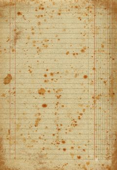 An isolated old grunge paper with lines and stains