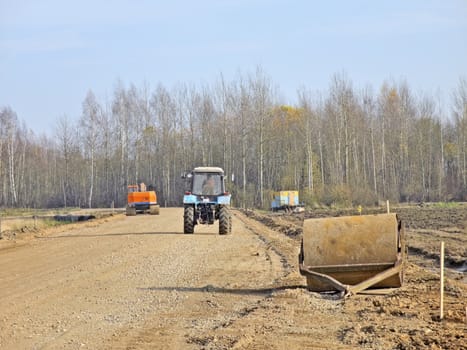 The building technics on under construction road