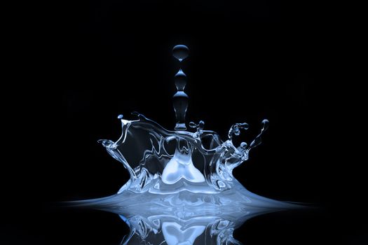 A drop splash in a clean blue water