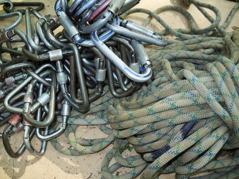 Set of equipment of the extreme tourist and the climber