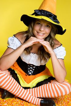 Happy smiling halloween witch costume