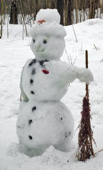 snowman with smile face and white hat
