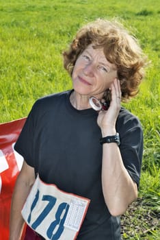 The sportswoman psychologically prepares for start of competitions