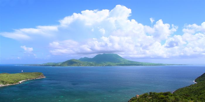 View of the Caribbean island Nevis from Saint Kitts.