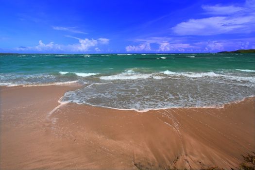 Scenic Anse de Sables Beach on the Caribbean island of Saint Lucia.