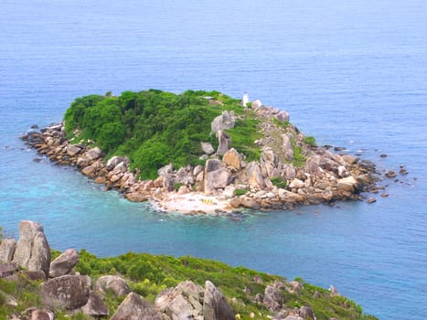 View of Little Fitzroy Island from Fitzroy Island in Queensland, Australia.