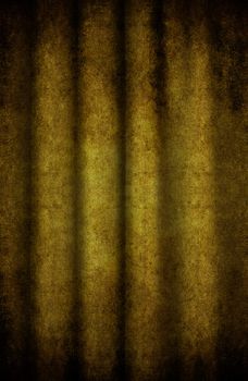 An old grunge yellow curtain with spot light