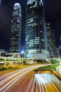 traffic light stream in city at night